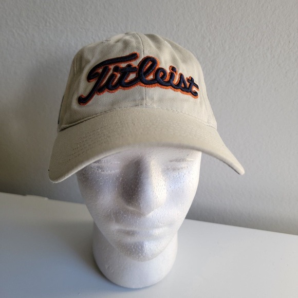Titleist FootJoy FJ Golf Hat Cap Logo Tan Blue Orange Adjustable Tigers - Picture 1 of 13